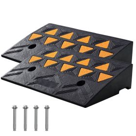 Rubber Curb Ramp 2 Pack, 4.3" Rise Height Heavy-Duty 33069 lbs/15 T Capacity Threshold Ramps, Driveway Ramps with Stable Grid Structure for Cars