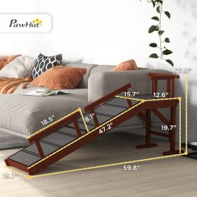PawHut Wooden Dog Ramp With Removable Guardrails, Non-Slip Surface,, Brown (Option: Brown and Gray)